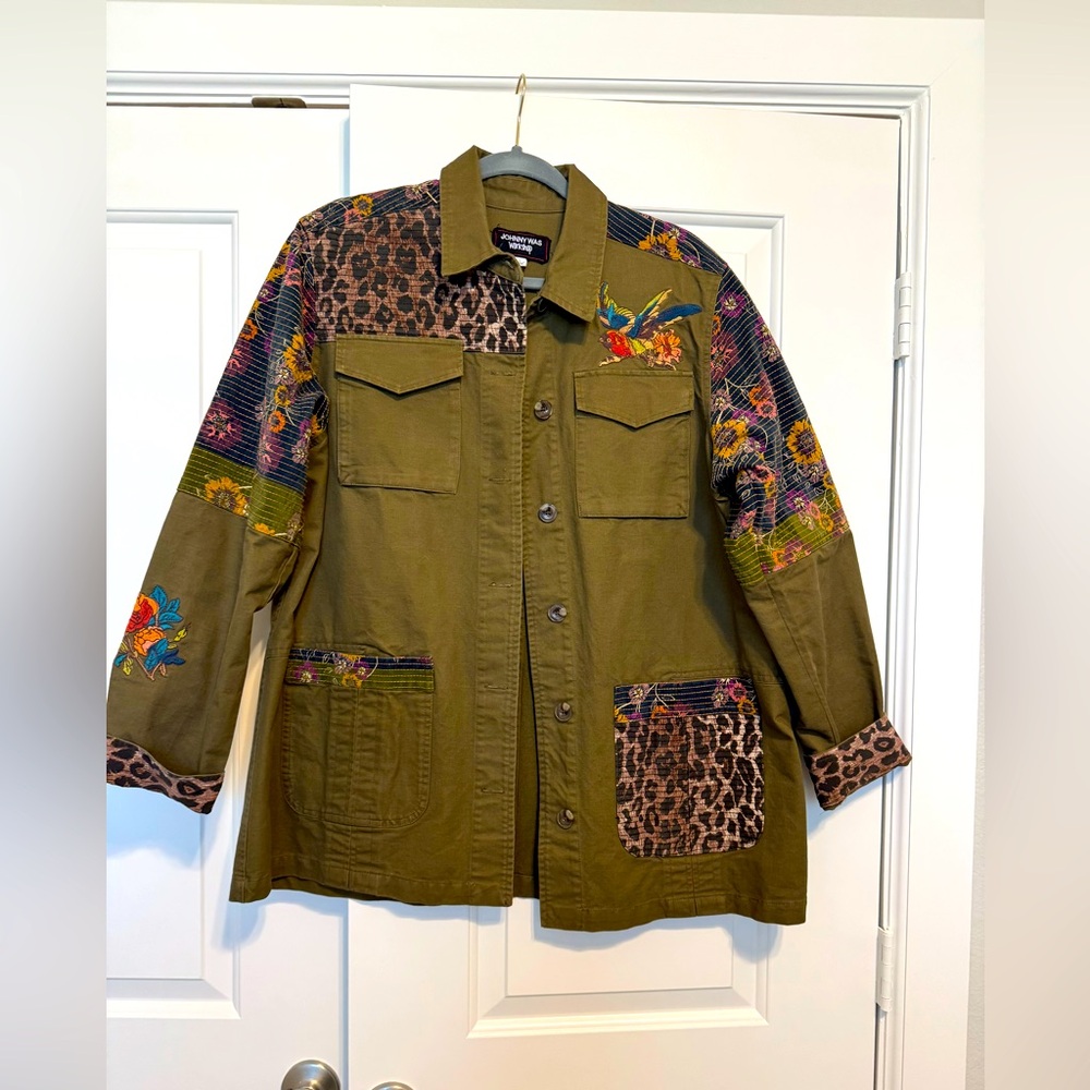 Johnny Was Workshop Embroidered Patchwork Militar… - image 1